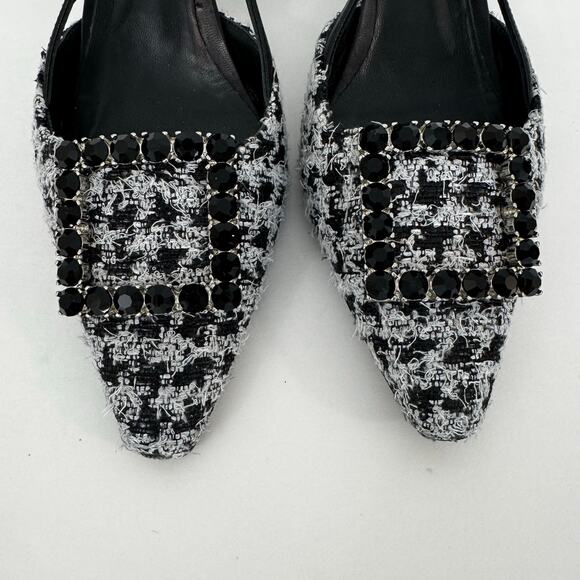 Roberto Festa Atena Slingback Pumps Embellished Buckle Houndstooth 39.5 (US9.5) - Picture 4 of 12